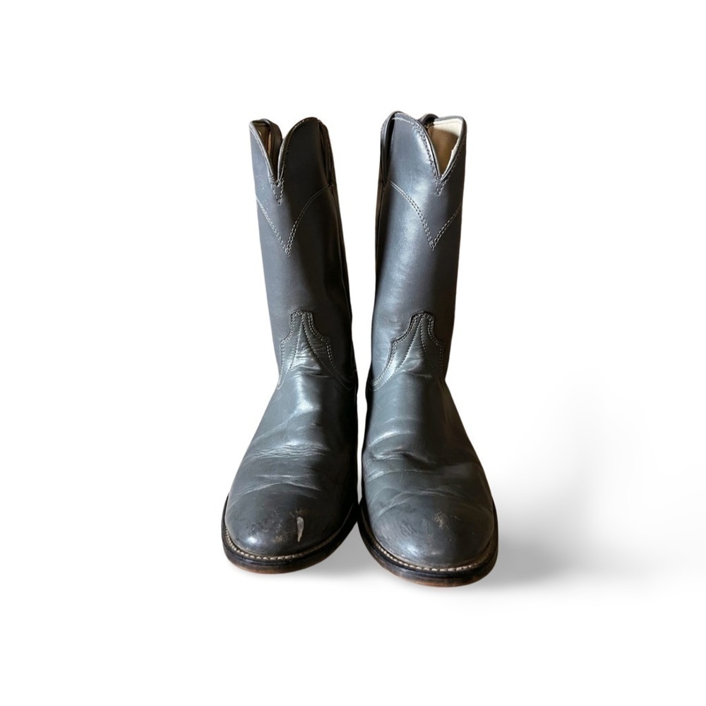 Vintage Laredo Charcoal Leather Cowboy Boots Western Worn-In Patina Size 8.5 - Picture 2 of 5